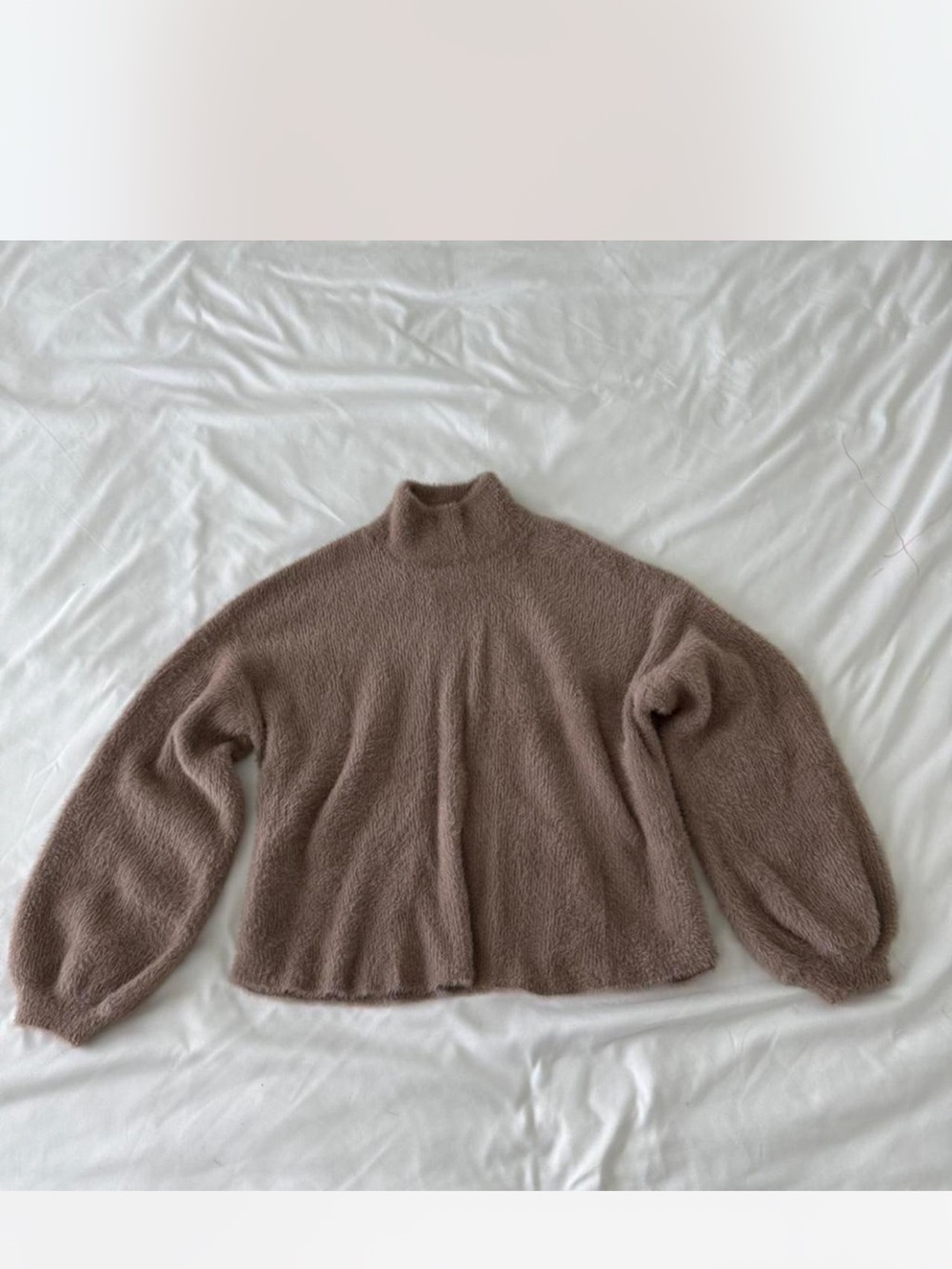 Truth Taupe Mock Neck Balloon Sleeve Sweater
